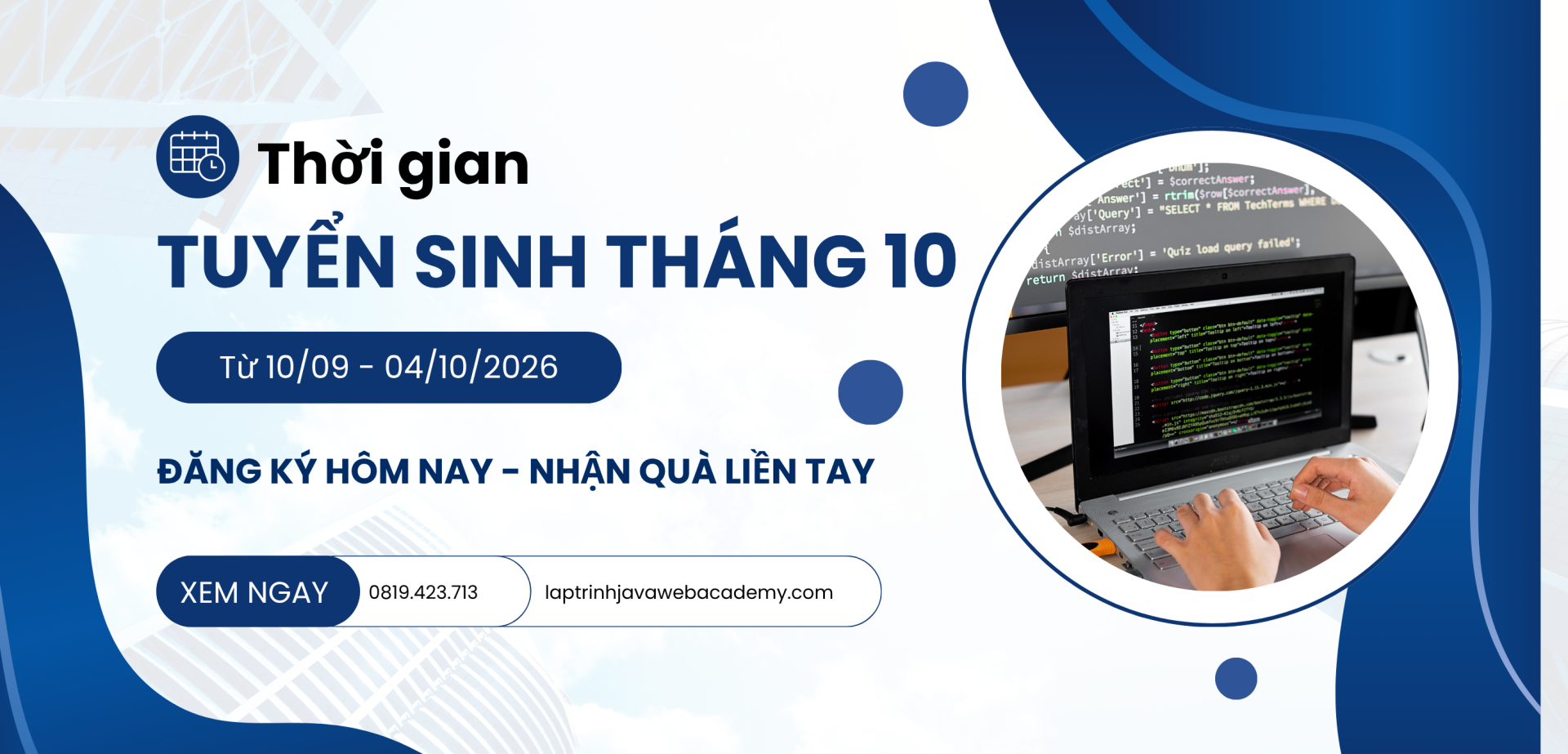 Tuyển sinh laptrinhjavaweb academy popup